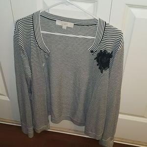 Loft black and striped sweater